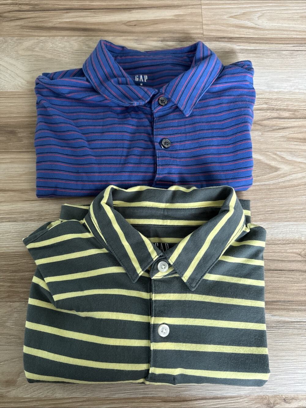 Lot Of 2 GAP Vintage Soft Polo Shirt Striped Men's Sz M 100% Cotton Rugby